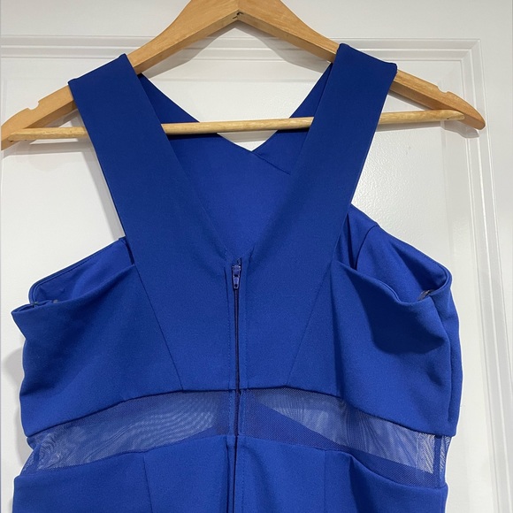 Dark blue mini/midi dress with mesh along middle - Picture 4 of 5
